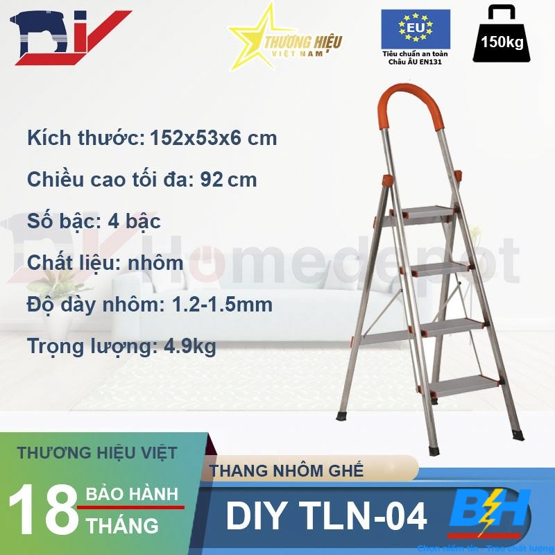 Thang Ghế Nhôm 4 Bậc DIY TLN-04