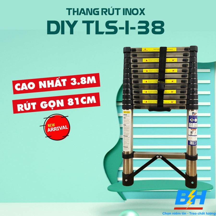 Thang Rút Đơn Inox 3.8 Mét DIY TLS-I-38
