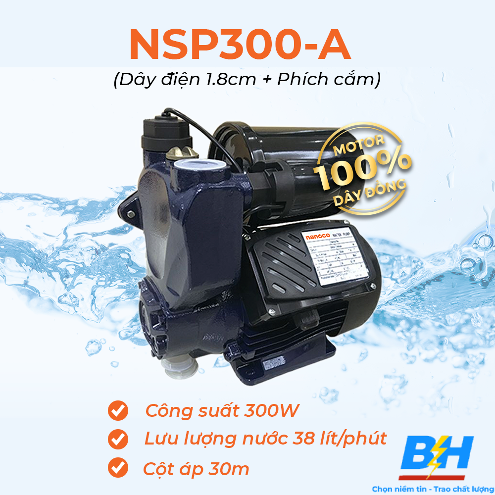 Máy bơm tăng áp nước nóng/Máy Bơm tăng áp Nanoco 300W NSP300-A