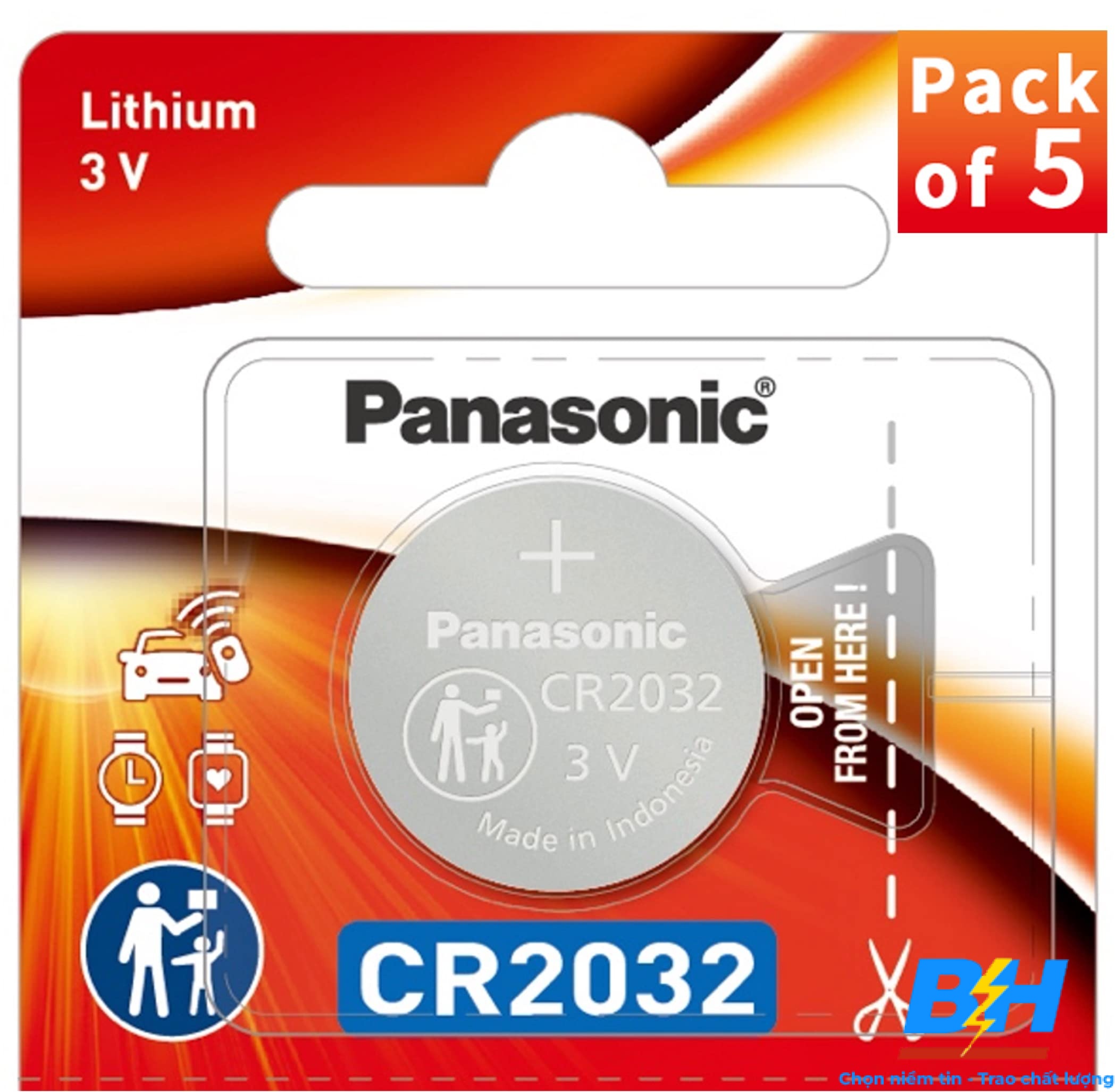 Pin Nút Áo Lithimium 3V CR2032/5BN Panasonic